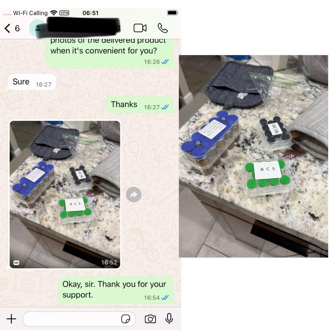 Customer delivery photo shared in WhatsApp